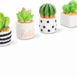 Mini Succulent Car Decor - Resin Pottery Planters for Dashboard, Rearview Mirror & Center Screen, Unbreakable Cute Car Accessories Gift