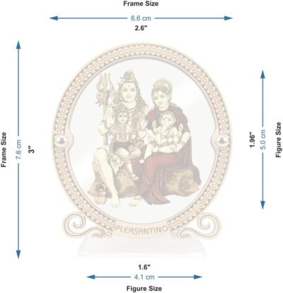 Shiv Parivar (Lord Shiva Family) Inlaid Wooden Figurine Showpiece for Car Dashboard, Prayer Room & Workspace | 3"x2.6" | Designer Trendy Series - Image 5