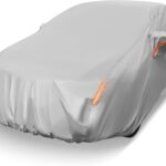 Goplus Car Cover Waterproof All Weather, Outdoor Sedan Car Snow Cover Hail Proctor for Automobiles with Carrying Bag,Wind Proof Buckles, UV Proof, Fit Chevy Ford Honda Nissan Toyota, Length Up to 193"