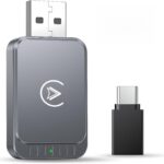 AuroraLink JC007 Wireless CarPlay and Android Auto Adapter, 2-in-1 USB Dongle with Type-C Connector, Compact 1.97 Inch Design