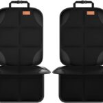 SMART ELF Car Seat Protector, 2Pack Seat Protector Protect Child Seats with Thickest Padding and Non-Slip Backing Mesh Pockets for Baby and Pet,Sedan SUV Truck (Black)
