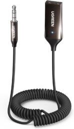 UGREEN Aux to Bluetooth 6.0 Adapter 3.5mm Bluetooth Receiver for Car USB 2.0 to 3.5mm Jack Kit with Built-in Microphone Aux Input for Hands-Free Calls Compatible with Car Speaker and Home Audio