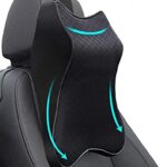 Car Seat Headrest Neck Rest Cushion, Car Seat Neck Pillow 100% Pure Memory Foam Neck Pillow with Breathable Removable Cover, Comfortable Ergonomic & Neck Pain Relief（14.17x11.8x3.9 in） (1 Pack, Black)