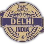 Delhi City India Grunge Travel Stamp Sticker | Car Bumper, Laptop, Water Bottle, Wall, Window Waterproof Vinyl Sticker Decal