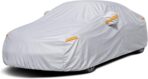 Mid-Size Sedan Car Covers for Automobiles All Weather Waterproof, 6 Layers Heavy Duty Car Tarp Universal Fit for Buick Regal, Cadillac CT4, Mazda 6, Chevy Malibu, Ford Fusion, Kia K5 Optima