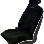 DryvaSeat - Premium Microfiber Towel Car Seat Cover - Waterproof & Sweatproof - Universal Fit, Machine Washable, Non-Slip - Seat Protector for Car, Truck, SUV, Van (Black, 1 Pack)