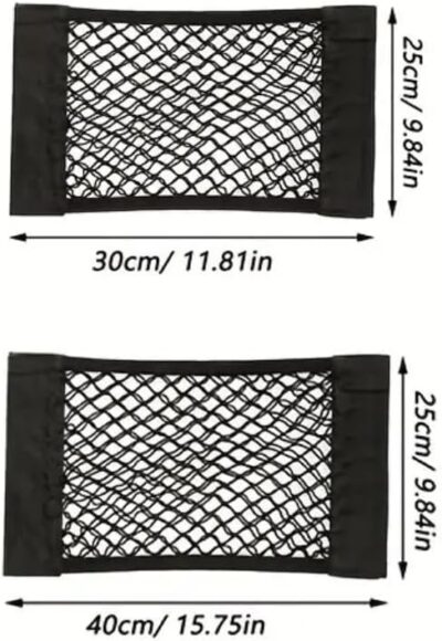 Car Back Seat Mesh Organizer Elastic Storage Net, Universal Trunk Pocket with Stretch Design for Travel and Sports Gear, Black, 30cm - Image 2