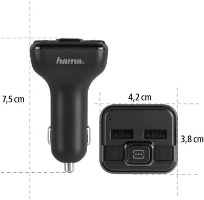 Hama FM Transmitter fürs Autoradio mit AUX, USB und Kfz Ladegerät (Auto Adapter für Zigarettenanzünder Buchse mit 3,5 mm Klinken Anschluss und 2 USB Anschlüssen für USB Stick und Zum Laden) Schwarz - Image 3