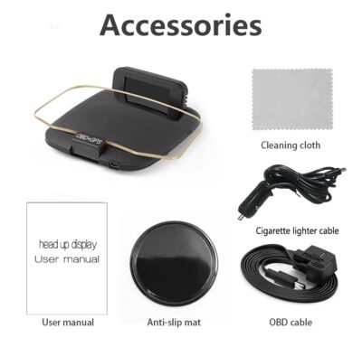 OBD2 Heads Up Display Turn Indication for 12V Car MAIMEIMI OBD2 & GPS Dual System Digital Speedometer for Car HUD MPH Projector with RPM, Water TEM, PSI, Volt, Odo, 4 Alarm for Most 2008+ Sedan Cars - Image 8