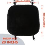 OGLAND 20 inchs Fluffy Genuine Australia Sheepskin Car Seat Cover for Auto Interior Accessories with Soft Fuzzy Wool Natural Fur Non-Slip (Black, Front 20 * 20inchs) - Image 4