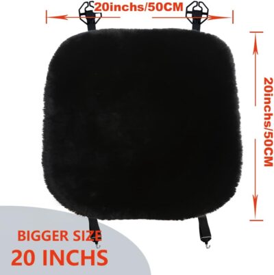OGLAND 20 inchs Fluffy Genuine Australia Sheepskin Car Seat Cover for Auto Interior Accessories with Soft Fuzzy Wool Natural Fur Non-Slip (Black, Front 20 * 20inchs) - Image 4