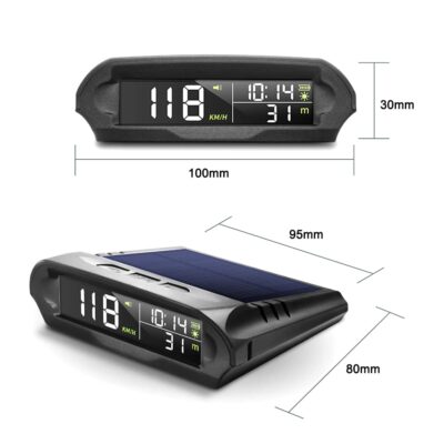 Car Wireless Headup Display Solar GPS Digital Speedometer with LCD Screen Overspeed Alarm KMH/MPH Time/Altitude/Temperature/Speed Display - Image 8