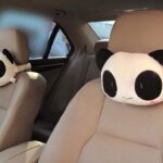 Estel Cartoon Cute Panda Plush Auto Car Seat Headrest Neck Rest Cushion Pillow 1 Pair with Different Faces