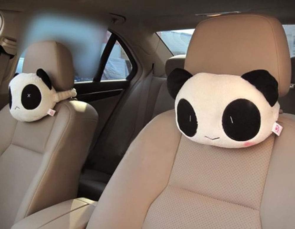 51V2XpWrceL._AC_SL1000_.jpg Estel Cartoon Cute Panda Plush Auto Car Seat Headrest Neck Rest Cushion Pillow 1 Pair with Different Faces - Image 1