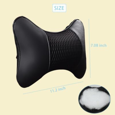 Car Neck Pillows Both Side Pu Leather 2 Pack Car Headrest Pillow for Most Cars Driving Seat Breathable Automotive Neck Support Adjustable Cute Auto Neck Pillow Neck Shoulder Pain Relief for Travel - Image 5