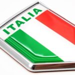 Overdecor Italy Flag Decal Stickers Car Emblem Italian Car Accessories Decorations Chrome Shield Flag Sticker Decals for Cars Truck Vehicles, 2 Pack