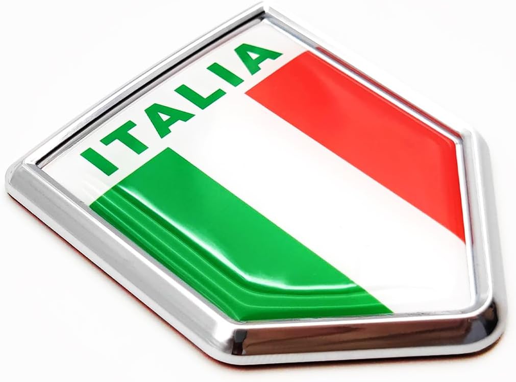 51W0d59IqL._AC_SL1200_.jpg Overdecor Italy Flag Decal Stickers Car Emblem Italian Car Accessories Decorations Chrome Shield Flag Sticker Decals for Cars Truck Vehicles, 2 Pack - Image 1