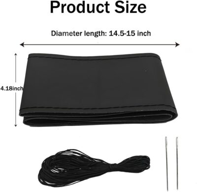 Steering Wheel Cover，Steering Wheel Wrap，Steering Wheel Covers, Wear-Resistant, Sweat-Absorbing, Anti-Slip and Dustproof Fits Most Sedans, SUVs, Trucks, and Vans (Black, Smooth) - Image 2