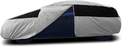 Titan Lightweight Poly 210T Car Cover for Hatchbacks 165-181". Waterproof, UV Protection, Scratch Resistant, Driver-Side Zippered Opening. Fits Prius, Focus, Civic and More. - Image 2