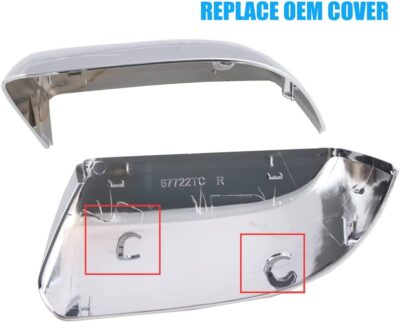 AUCERAMIC Chrome Mirror Cover Caps Compatible with 2015-2019 Chevy Tahoe Suburban GMC Yukon/Yukon XL (2 Pcs Chrome Side View Mirror Covers Replacement) - Image 2