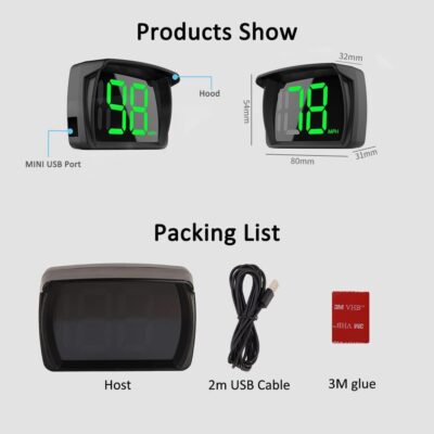 New Speedometer HUD GPS Digital Speed Meter MPH Speedo Head Up Display for Cars Trucks, USB Cable Plug & Play (G20-Only Green) - Image 7