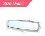 Bling Car Rear View Mirror, Rhinestones Crystal Clip-on Rearview Mirror with HD Glass, Compatible with Most Cars, SUVs, Vehicles, Auto Interior Accessories for Women Girl (White) - Image 2