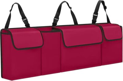 Car Trunk Organizer, Backseat Hanging Large Storage with Adjustable Straps,Waterproof PVC Collapsible Cargo Bag, Car Interior Accessories for Auto SUV MPV (Red) - Image 7