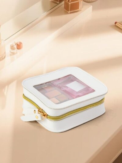Clear Toiletry Bag Small, Mini Waterproof Makeup Organizer Zipper for Travel & Car Essentials White - Image 3