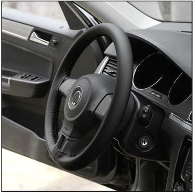 AUTOXBERT 38cm/15 Inch Leather Steering Wheel Cover Stitch On Wrap, Breathable, Anti-Slip Steering Wheel Cover for Nissan Qashqai Toyota Camry RAV4 VW Golf - Image 7