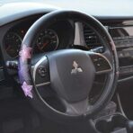 BDK GripGrab Comfort Grip - Purple & Pink Flowers Design on Black Synthetic Leather Steering Wheel Cover 15" - SW-538_AM - Image 3