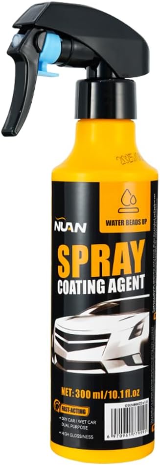 51c800maNFL._AC_SL1000_.jpg NUAN 300ml Car Coating Spray Kit, Nano Hydrophobic Ceramic Coating, Easy-to-Spray Auto Paint Protection, Includes Microfiber Cloth for Vehicle Shine & Protection - Image 1