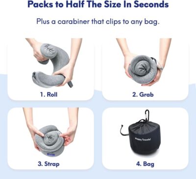 C CUSHION LAB Travel Pillow, Award-Winning Patented Ergonomic Design for Chin & Neck Support Memory Foam Neck Pillow, Compact Airplane Pillow for Traveling, Flight, Car (Spark, Large) - Image 7