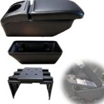 Armrest Box Double Layer Front Center Console Black PU Leather, Universal Car Armrest Box, Central Storage Organizer Box Black, USB Ports for Universal Car