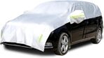 Half Car Cover with Cotton All Weather Car Body Covers Outdoor Indoor for All Season Waterproof Dustproof UV Resistant Snowproof Universal (Fit MPV/SUV Length 184'' to 195''), Silver