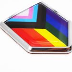 Overdecor Pride Progress Rainbow Gay Flag Decal Stickers Car Emblem LGBTQ Car Accessories Decorations Chrome Shield Flag Sticker Decals for Cars Truck Vehicles, 2 Pack