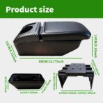 Armrest Box Double Layer Front Center Console Black PU Leather, Universal Car Armrest Box, Central Storage Organizer Box Black, USB Ports for Universal Car - Image 7