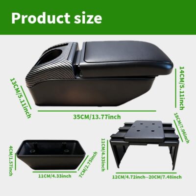 Armrest Box Double Layer Front Center Console Black PU Leather, Universal Car Armrest Box, Central Storage Organizer Box Black, USB Ports for Universal Car - Image 7