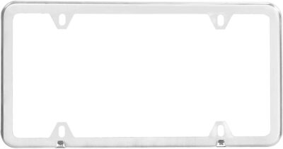 BLVD-LPF OBEY YOUR LUXURY License Plate Frames, 2 Pcs 4 Holes Slim Stainless Steel Polish Mirror License Plate Frame + Chrome Screw Caps - Image 2