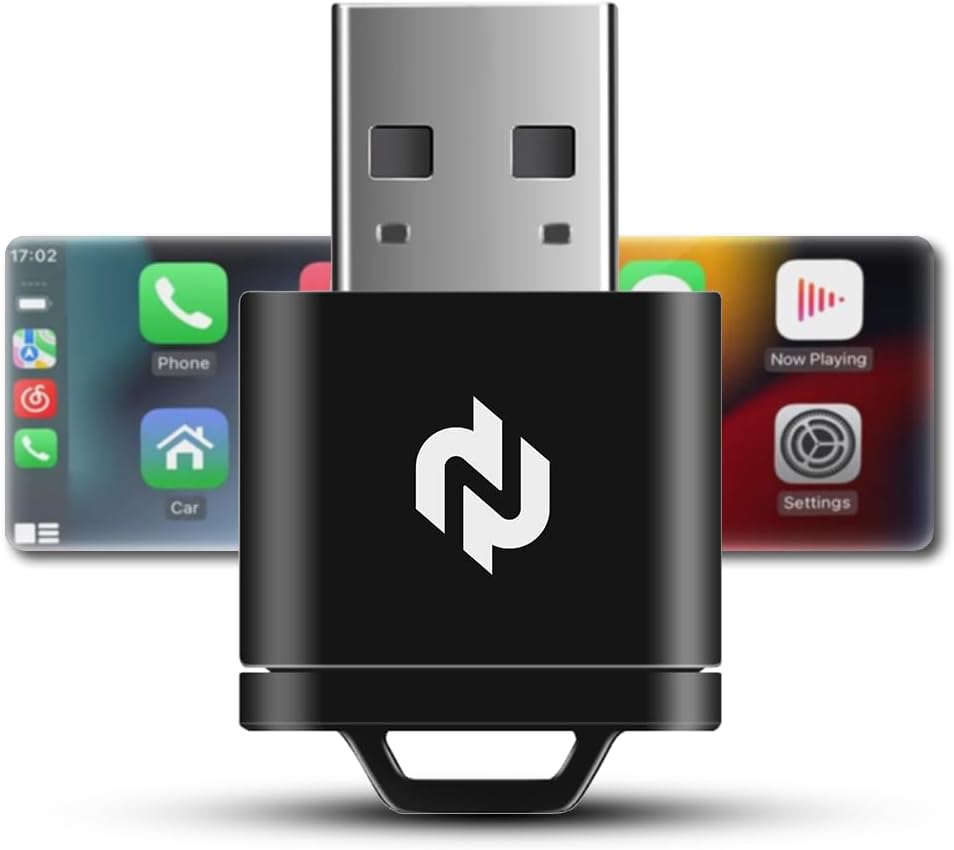 51fWr9HmbQL._AC_SL1200_.jpg N Wireless CarPlay Adapter for Factory Wired CarPlay Cars – Convert Wired Apple CarPlay to Wireless, 5GHz Fast & Stable Connection, Plug & Play USB Dongle, Auto-Reconnect, Smooth Audio & Navigation - Image 1