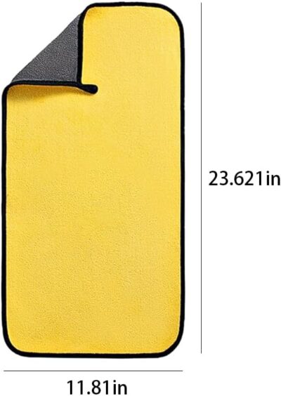 1PC Thick Coral Fleece Car Drying Towel: Super Absorbent, Ideal for Quick Car Cleaning,Multi-Functional Towel,23.64 x 11.82 in, Yellow - Image 2