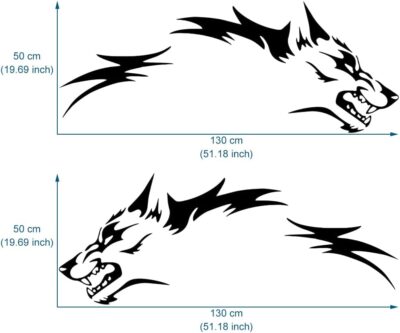 JSCARLIFE Wolf Graphics Car Body Stickers Decals 1 Set 51.1" x 19.69", Car Body Stickers Vinyl Self-Adhesive Side Strip Decal Cool Stickers for Jeep Truck SUV (Black) - Image 2