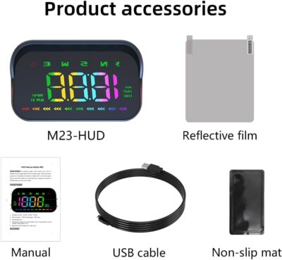 Heads Up Display M23 Color, GPS Digital Speedometer MPH for All Cars, Car Compass, Windshield Speedometer projector, Multi-function Display, Direction - Image 9