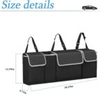 AUCELI Car Trunk Organizer, Backseat Hanging Large Storage with Adjustable Straps, Waterproof Collapsible Cargo Bag with 4 Pockets, Sturdy Space Saver Frees Trunk Floor for SUV, Truck, MPV - Image 2
