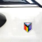 Overdecor Pride Progress Rainbow Gay Flag Decal Stickers Car Emblem LGBTQ Car Accessories Decorations Chrome Shield Flag Sticker Decals for Cars Truck Vehicles, 2 Pack - Image 5