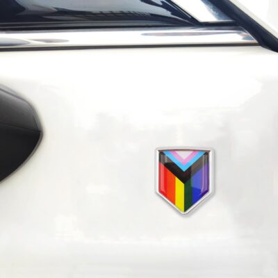Overdecor Pride Progress Rainbow Gay Flag Decal Stickers Car Emblem LGBTQ Car Accessories Decorations Chrome Shield Flag Sticker Decals for Cars Truck Vehicles, 2 Pack - Image 5