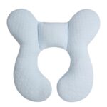 Upgraded Baby Head Support Pillow for Newborn Toddler, Soft Cotton Baby Travel Pillow for Car Seats and Strollers, Blue