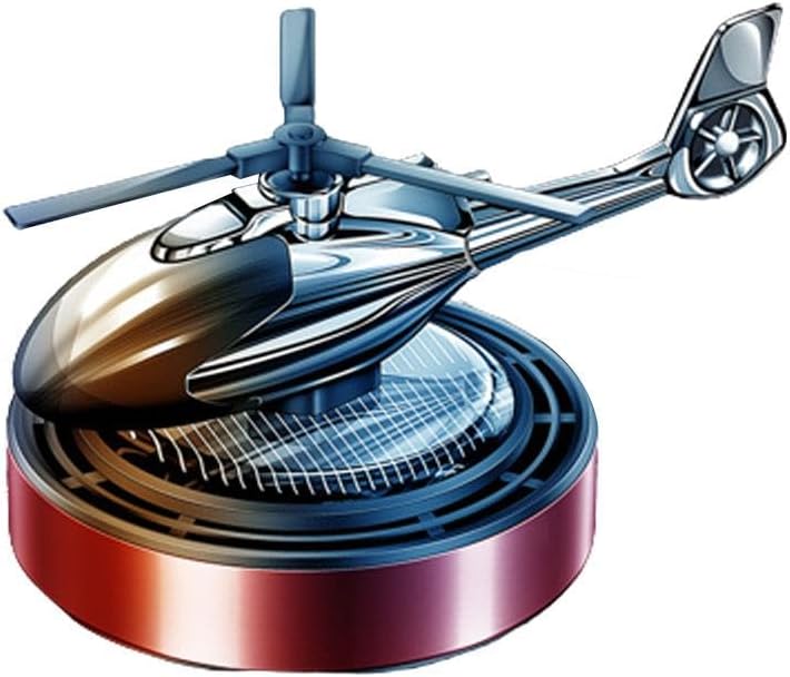 51i9Asrn09L._AC_SL1001_.jpg Solar Car Air Freshener, Helicopter Solar Energy Rotating Aromatherapy Aroma Diffuser Long Lasting Fragrance Perfume Car Accessories Cars Interior Decoration Ornament (Silver/Red/Black) - Image 1
