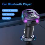 Bluetooth 5.3 Car Adapter, PD &QC3.0 Fast Charging FM Radio Transmitter for Car, Radio Bluetooth Receiver, Hands-Free Calling, U Disk & Colorful Light - Image 2