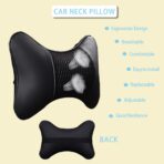 Car Neck Pillows Both Side Pu Leather 2 Pack Car Headrest Pillow for Most Cars Driving Seat Breathable Automotive Neck Support Adjustable Cute Auto Neck Pillow Neck Shoulder Pain Relief for Travel - Image 2