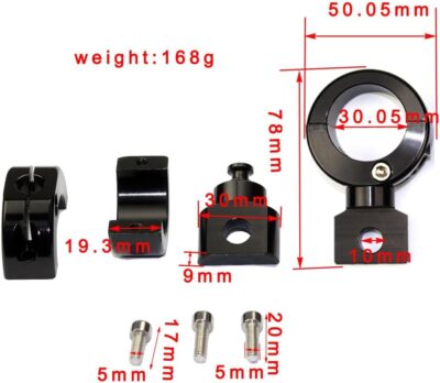 360°Adjustable Universal Motorcycle, ATV, 1-1/4", 1", 7/8", Fog Light Bracket Spotlight Lamp Mounting, CNC Aluminum Clamp Holder, Crash Bar Engine Guard Handlebar, Set of 2 - Image 4